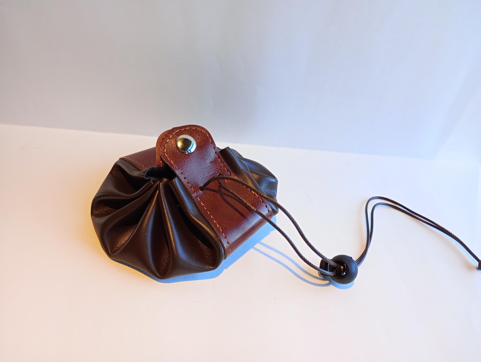 Leather Dice Bag Brown (for RPG dice)