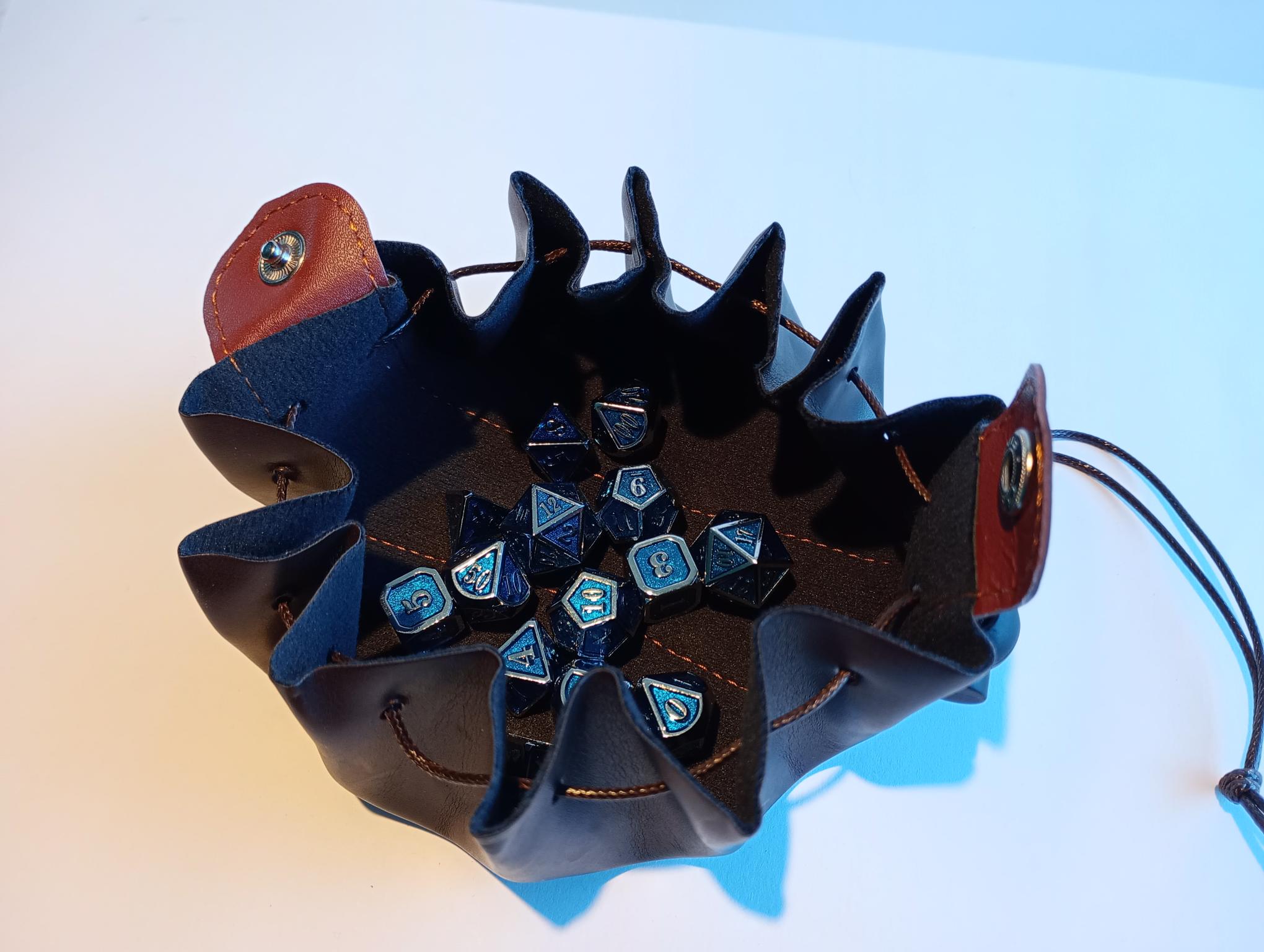 Leather Dice Bag Brown (for RPG dice)