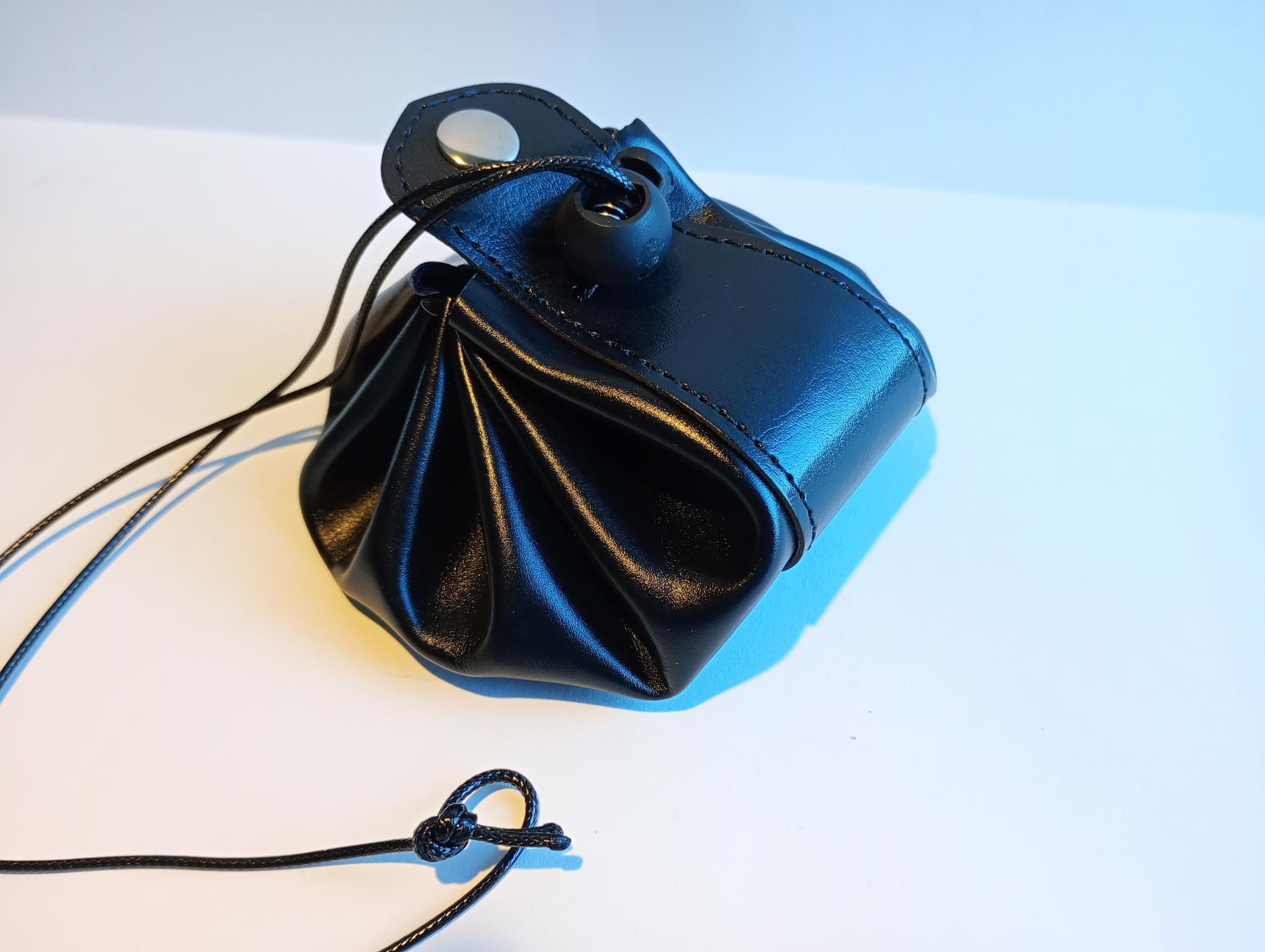 Leather Dice Bag Black (for RPG dice)