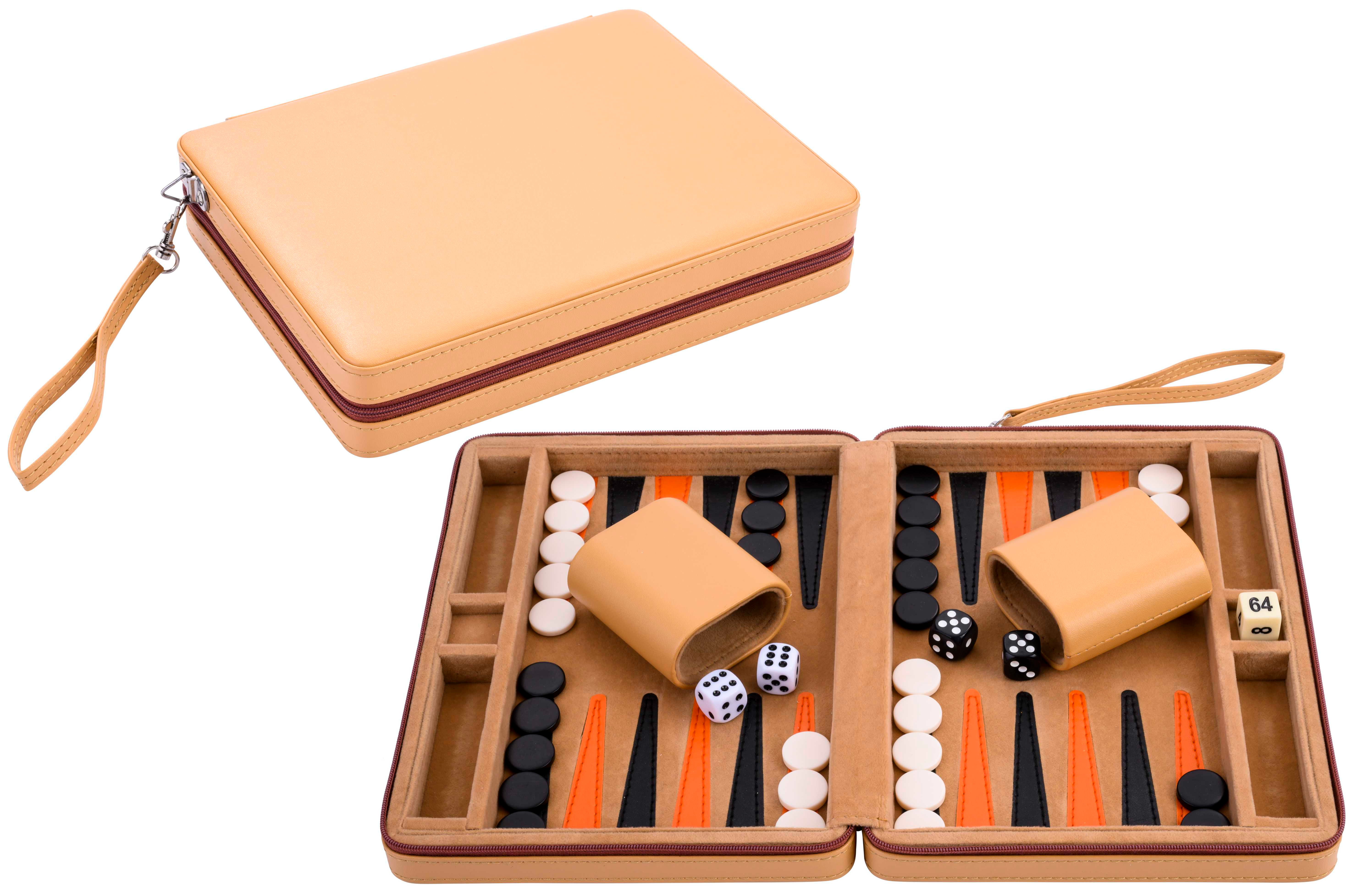 Backgammon met rits 9 inch Beige