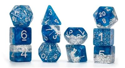 Halfsies Dice - Glitter Edition - Blue (7 Dice Set)