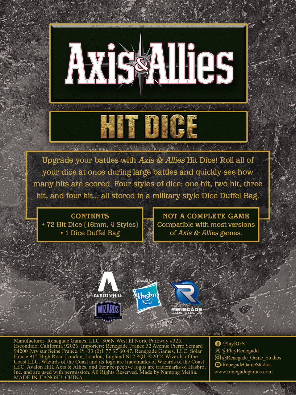 Axis & Allies Hit Dice