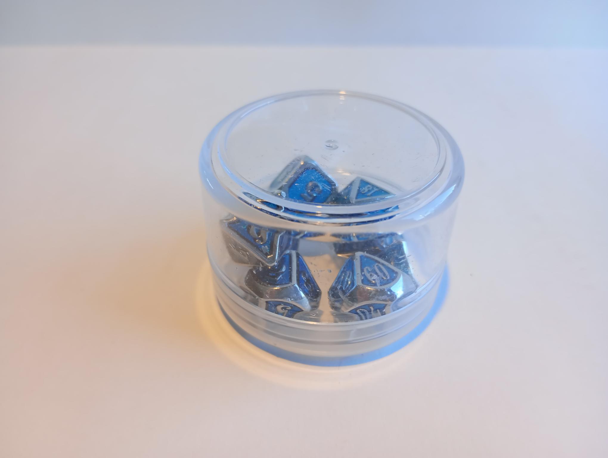 RPG Dice set (7) Mini Metal Blauw Zilver