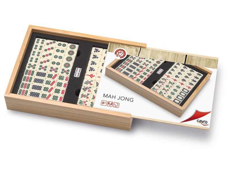 MahJong in Houten Doos met Glazen Deksel