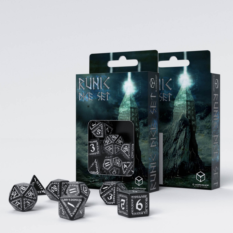 Runic Black & white Dice Set (7)