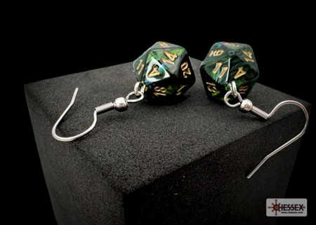 Hook Earrings Scarab Jade Mini-Poly D20