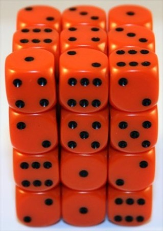 Opaque Orange/black D6 12mm Dobbelsteen Set (36 stuks)