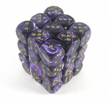 Vortex Purple/gold D6 12mm Dobbelsteen Set (36 stuks)