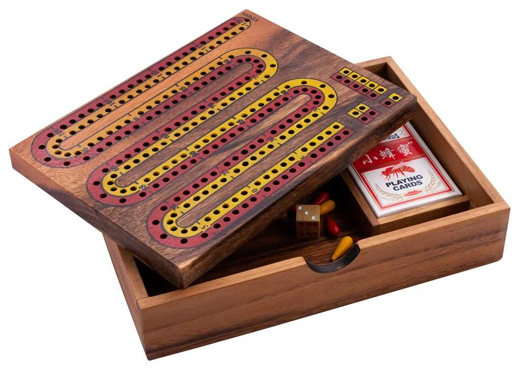 Cribbage set Acacia hout 22x17 cm.