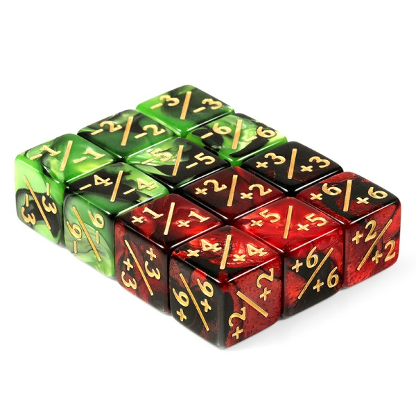 +1/+1 Dice Counters Red/Green (12)