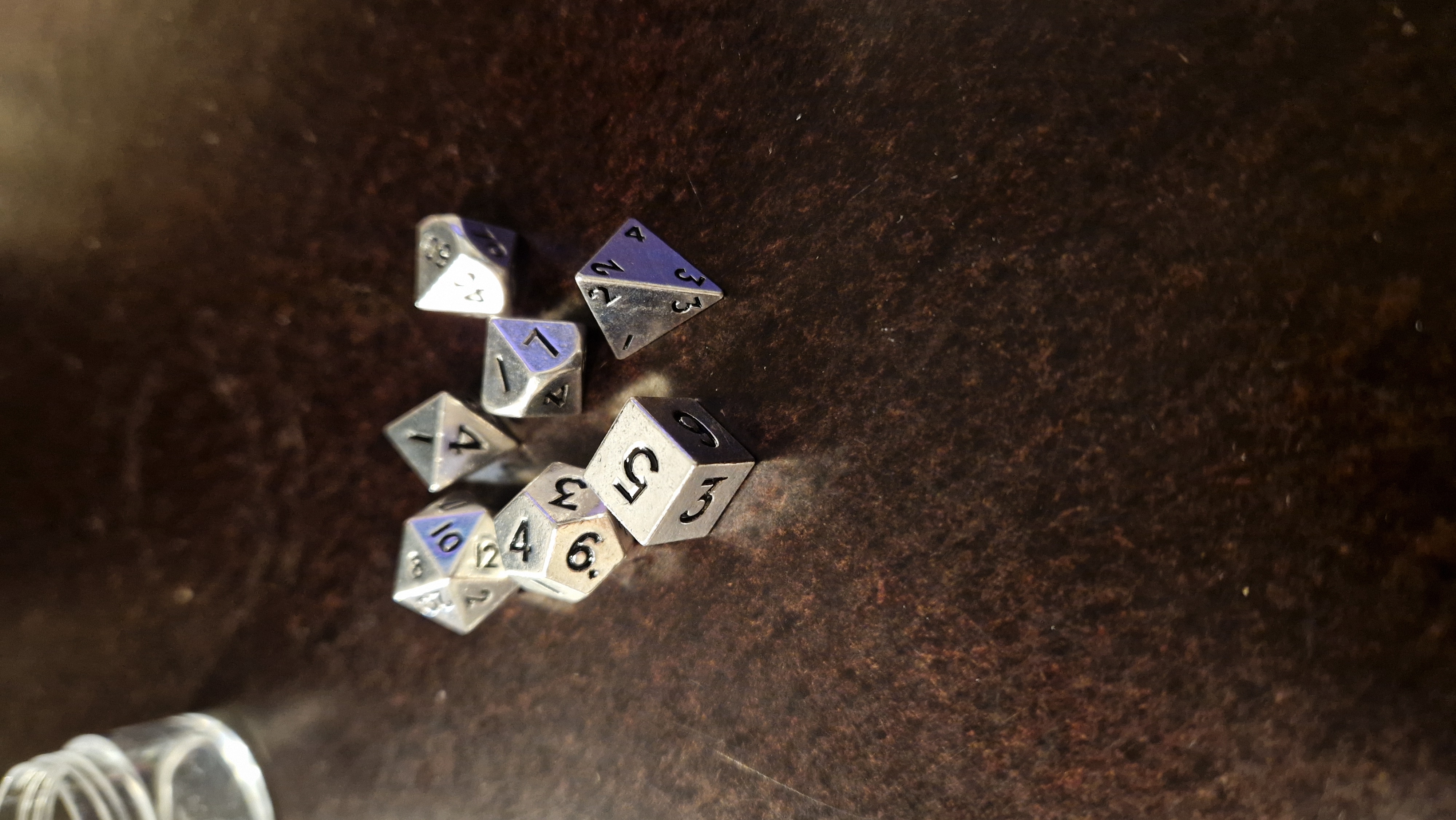 RPG Dice set (7) Mini Metal Silver