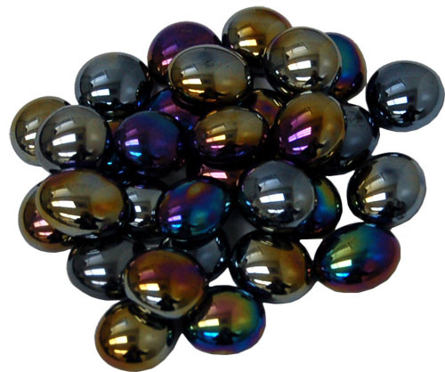 Glass Gaming Stones - Black Opal Iridized (40+)