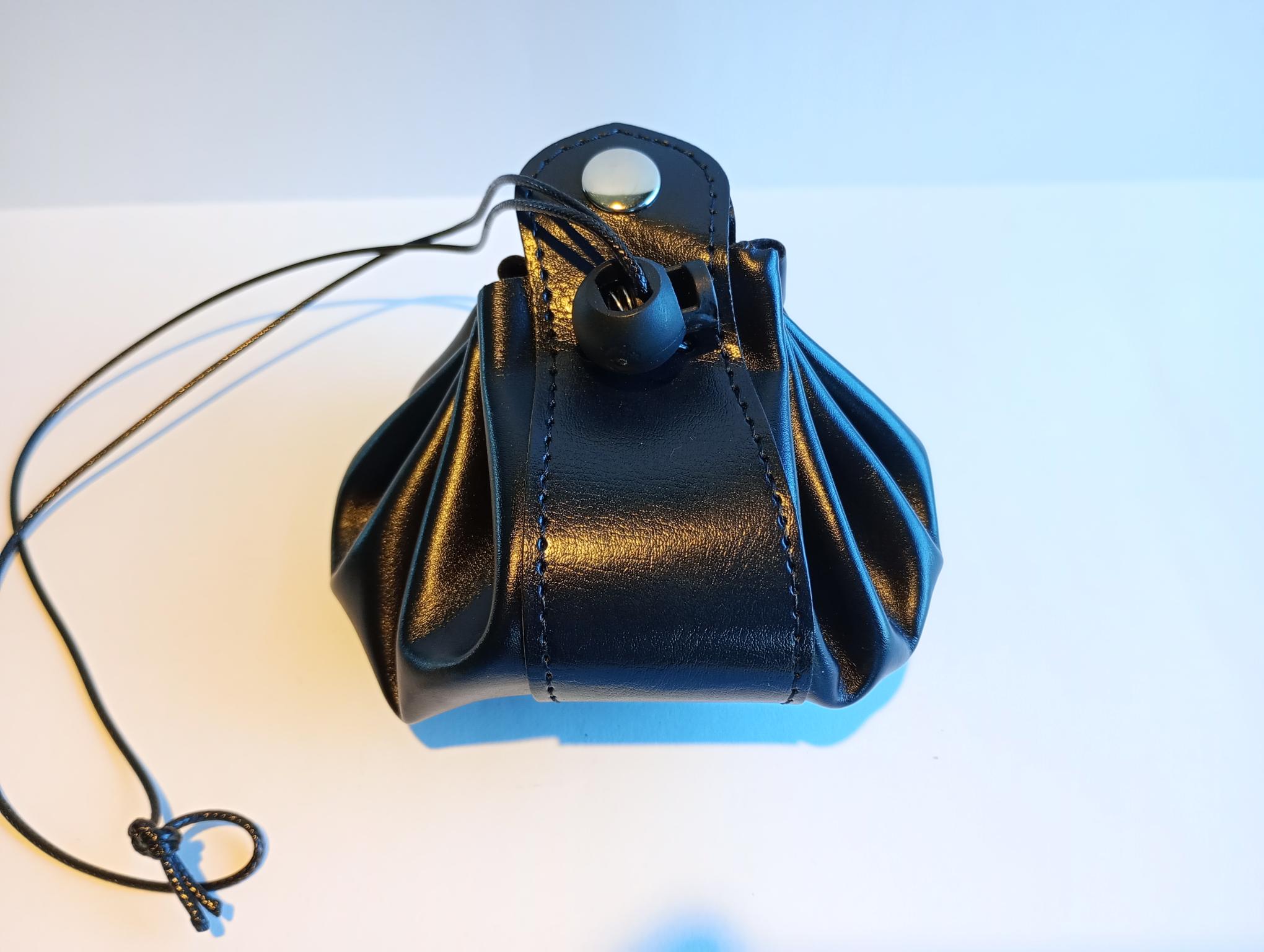 Leather Dice Bag Black (for RPG dice)